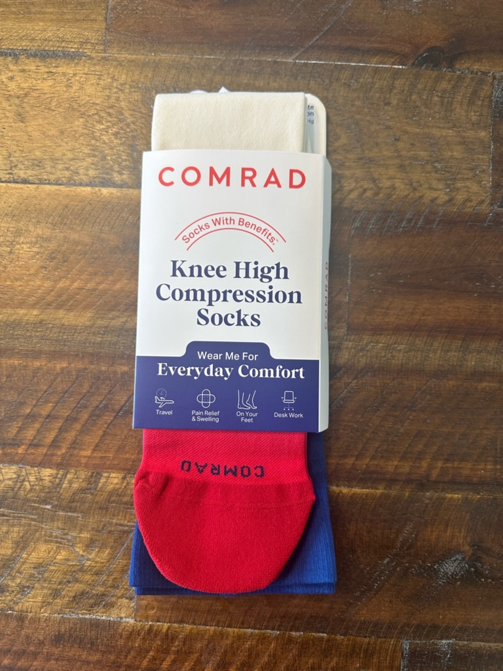 Comrad Knee High Compression Socks - Red, White & Blue